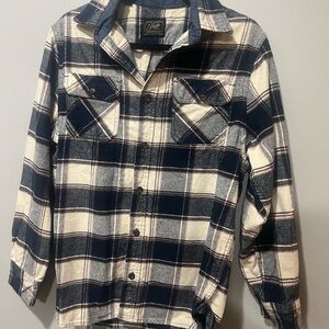 Jachs Navy and Cream Plaid Flannel Shirt